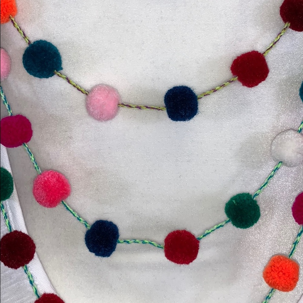 Pitusa White Cotton Dress multicolored Pom Poms - Picture 7 of 8